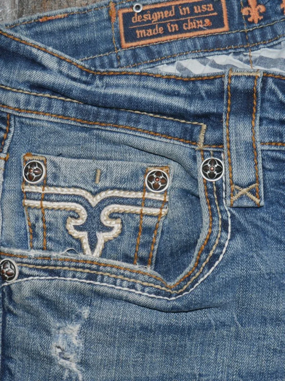 Rock Revival Odell Relaxed Fit Jeans Men 38x34 Dark Wash Thick Stitched EUC